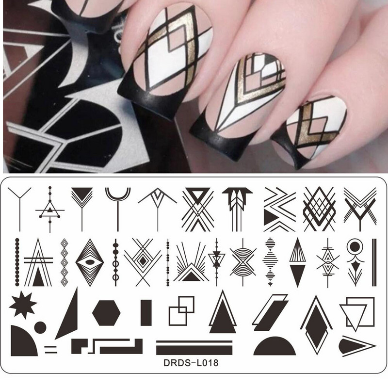 1 kom Nail Art French Line Ploče za utiskivanje Cvjetni leptir trake za utiskivanje za nokte Šablon za ispis šablona za manikuru Pečat