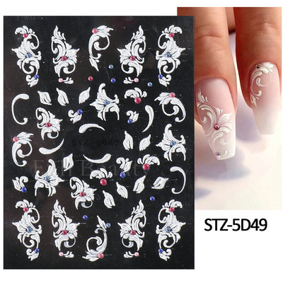 Hóvirág körömmatrica tavaszi virág Campanula 5D dombornyomott csúszka fehér Flora gravírozott matricák nyári körömművészethez LASTZ-5D27