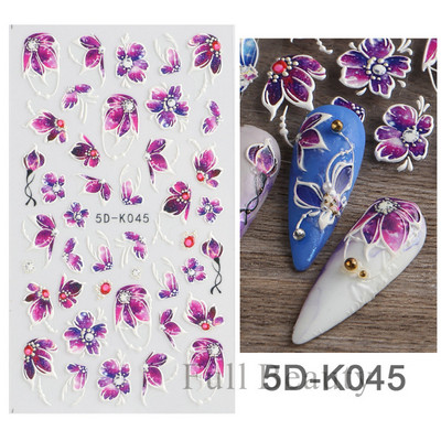 Hóvirág körömmatrica tavaszi virág Campanula 5D dombornyomott csúszka fehér Flora gravírozott matricák nyári körömművészethez LASTZ-5D27