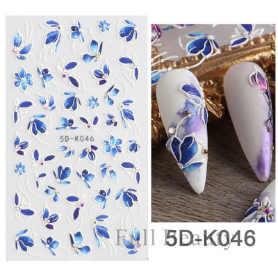 Hóvirág körömmatrica tavaszi virág Campanula 5D dombornyomott csúszka fehér Flora gravírozott matricák nyári körömművészethez LASTZ-5D27