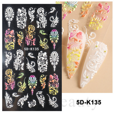 Hóvirág körömmatrica tavaszi virág Campanula 5D dombornyomott csúszka fehér Flora gravírozott matricák nyári körömművészethez LASTZ-5D27