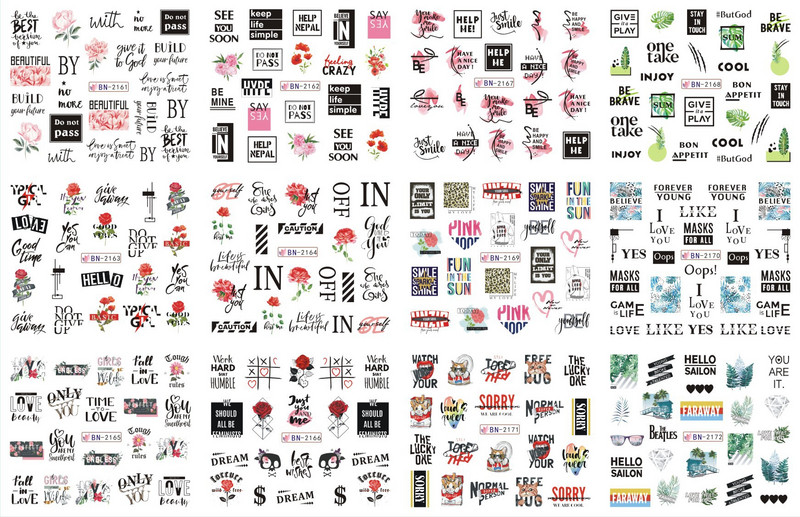 12 darab geometria vonalak virág levél köröm matricák graffiti levelek absztrakt arc mintás köröm matricák csúszó manikűr dekoratív