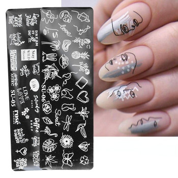 2022 Stamping Plates Abstract Lady Face Halloween Nail Stamp Templates Leaf Floral printing Stencil Nail Beauty