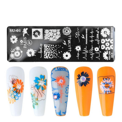 2022 Bélyegző lemezek Absztrakt hölgy arc Halloween köröm bélyegző sablonok levél virágos nyomtatás sablon köröm szépség