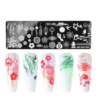 2022 Bélyegző lemezek Absztrakt hölgy arc Halloween köröm bélyegző sablonok levél virágos nyomtatás sablon köröm szépség