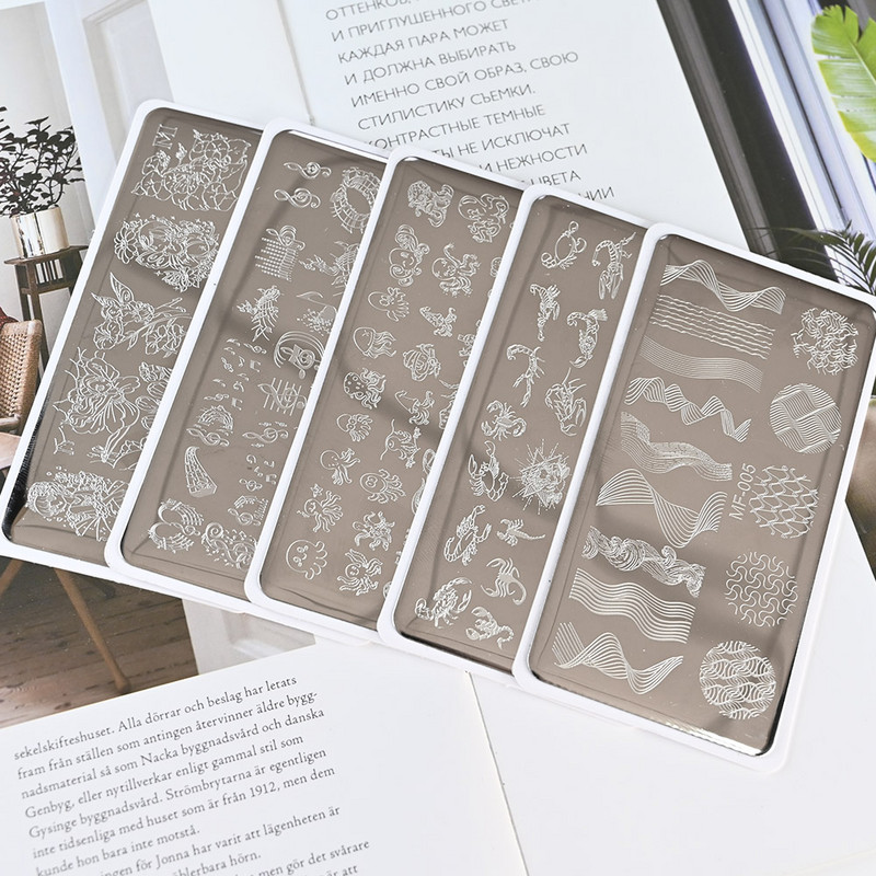 1 db Animal Image Nail Art bélyegzőlemezek Állati virág geometrikus rozsdamentes acél sablon forma körömdíszítéshez HN-3NJT