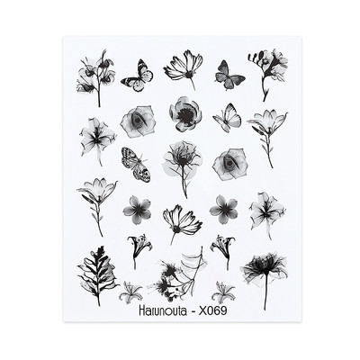 Harunouta vízi körömmatricák női arcvázlat Absztrakt pillangó kép Szexi lány körömdísz dekor csúszkák manikűr körmökhöz