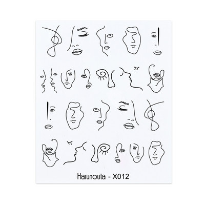 Harunouta vízi körömmatricák női arcvázlat Absztrakt pillangó kép Szexi lány körömdísz dekor csúszkák manikűr körmökhöz