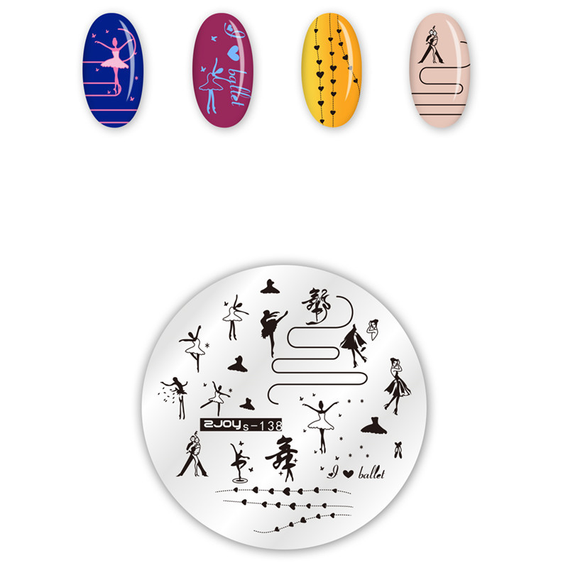1db tányér körömbélyegzéshez Csillagok Virágok Bolygók Állatok Lányok 5,5 cm-es Nail Art Bélyegző Képlemez Stencil Köröm Szerszám