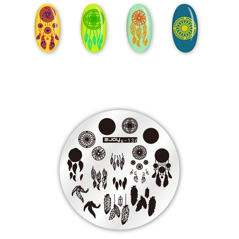 1db tányér körömbélyegzéshez Csillagok Virágok Bolygók Állatok Lányok 5,5 cm-es Nail Art Bélyegző Képlemez Stencil Köröm Szerszám