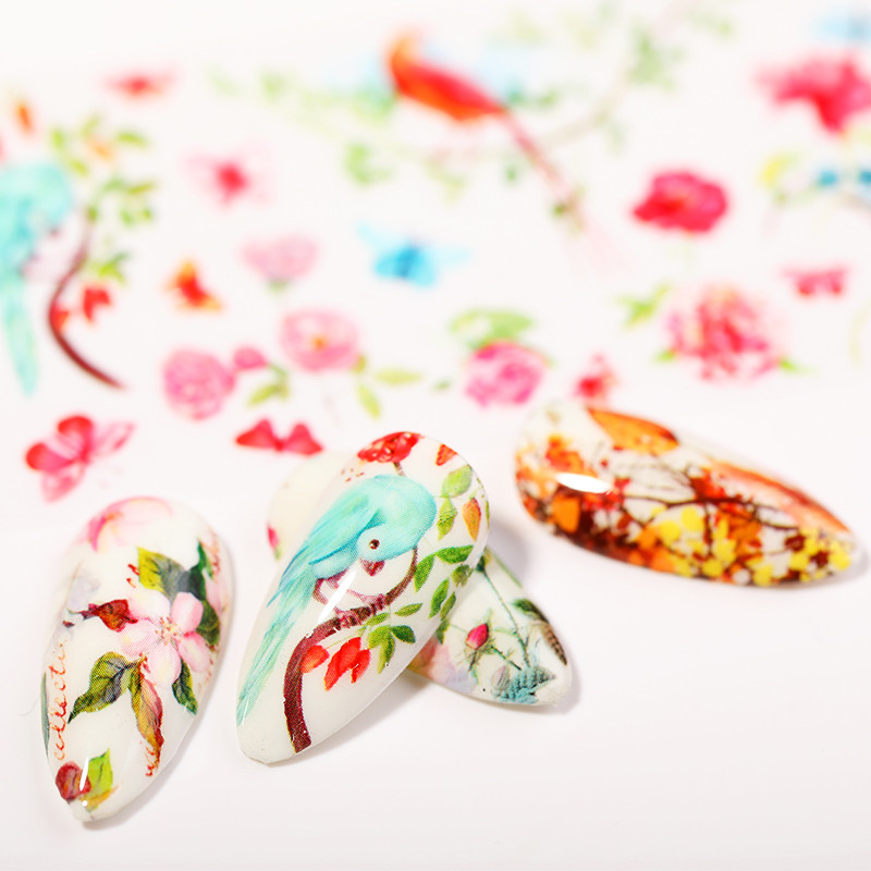 1 tekercs őszi juharlevelek levendula körömfóliák színes virágok körömdíszítő matricák papír barkácsolás körömdíszítések