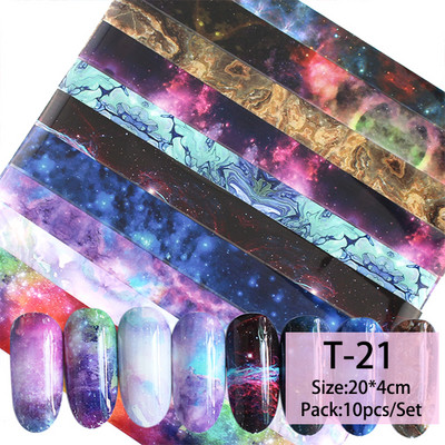 14 db/szett Holografikus fém körömmatrica transzfer fóliák lézeres égbolt papír csillogó kromatikus matricák köröm kiegészítők