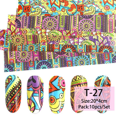 14 db/szett Holografikus fém körömmatrica transzfer fóliák lézeres égbolt papír csillogó kromatikus matricák köröm kiegészítők