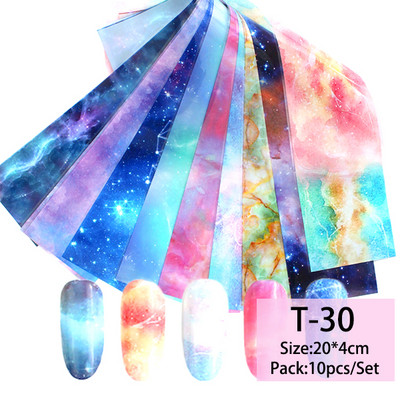 14 db/szett Holografikus fém körömmatrica transzfer fóliák lézeres égbolt papír csillogó kromatikus matricák köröm kiegészítők