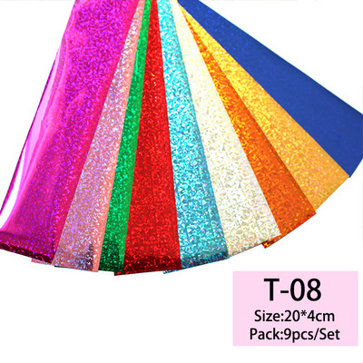 14 db/szett Holografikus fém körömmatrica transzfer fóliák lézeres égbolt papír csillogó kromatikus matricák köröm kiegészítők