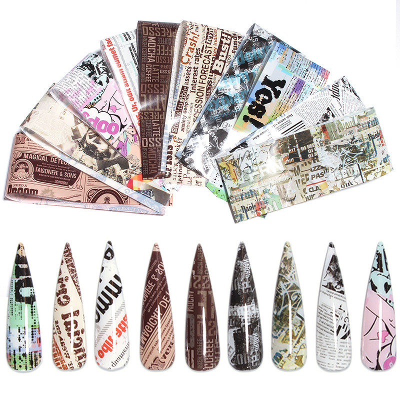 14 db/szett Holografikus fém körömmatrica transzfer fóliák lézeres égbolt papír csillogó kromatikus matricák köröm kiegészítők