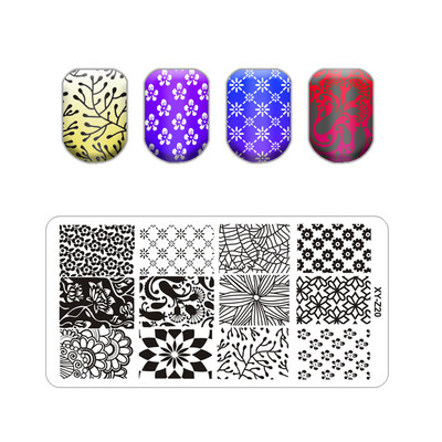 Virágos levélmintás bélyegzőlapok vonalas körmökhöz Rozsdamentes acél téglalap körömdíszítő sablon macskalevelek állati pillangó