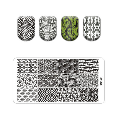 Virágos levélmintás bélyegzőlapok vonalas körmökhöz Rozsdamentes acél téglalap körömdíszítő sablon macskalevelek állati pillangó