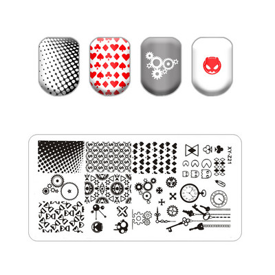 Virágos levélmintás bélyegzőlapok vonalas körmökhöz Rozsdamentes acél téglalap körömdíszítő sablon macskalevelek állati pillangó