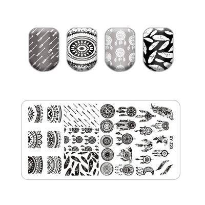 Virágos levélmintás bélyegzőlapok vonalas körmökhöz Rozsdamentes acél téglalap körömdíszítő sablon macskalevelek állati pillangó