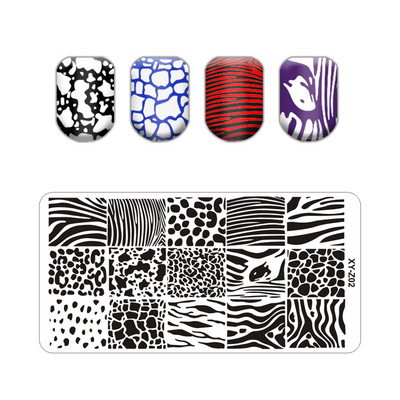 Virágos levélmintás bélyegzőlapok vonalas körmökhöz Rozsdamentes acél téglalap körömdíszítő sablon macskalevelek állati pillangó