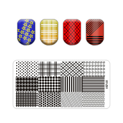 Virágos levélmintás bélyegzőlapok vonalas körmökhöz Rozsdamentes acél téglalap körömdíszítő sablon macskalevelek állati pillangó