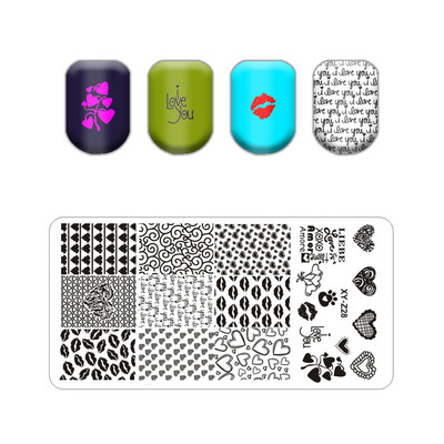 Virágos levélmintás bélyegzőlapok vonalas körmökhöz Rozsdamentes acél téglalap körömdíszítő sablon macskalevelek állati pillangó