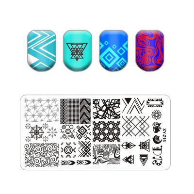 Virágos levélmintás bélyegzőlapok vonalas körmökhöz Rozsdamentes acél téglalap körömdíszítő sablon macskalevelek állati pillangó