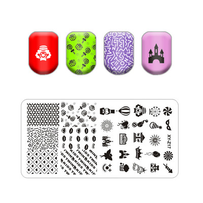 Virágos levélmintás bélyegzőlapok vonalas körmökhöz Rozsdamentes acél téglalap körömdíszítő sablon macskalevelek állati pillangó