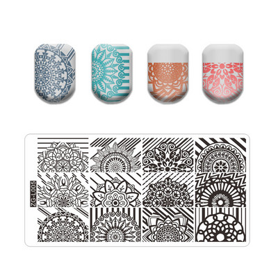 Virágos levélmintás bélyegzőlapok vonalas körmökhöz Rozsdamentes acél téglalap körömdíszítő sablon macskalevelek állati pillangó