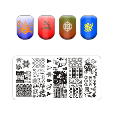 Virágos levélmintás bélyegzőlapok vonalas körmökhöz Rozsdamentes acél téglalap körömdíszítő sablon macskalevelek állati pillangó