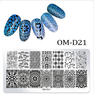 Geometria körömbélyegzősablon Mandala tavaszi kert negatív tér Geo viráglevél csipkebélyegző körömbélyegző lemezek