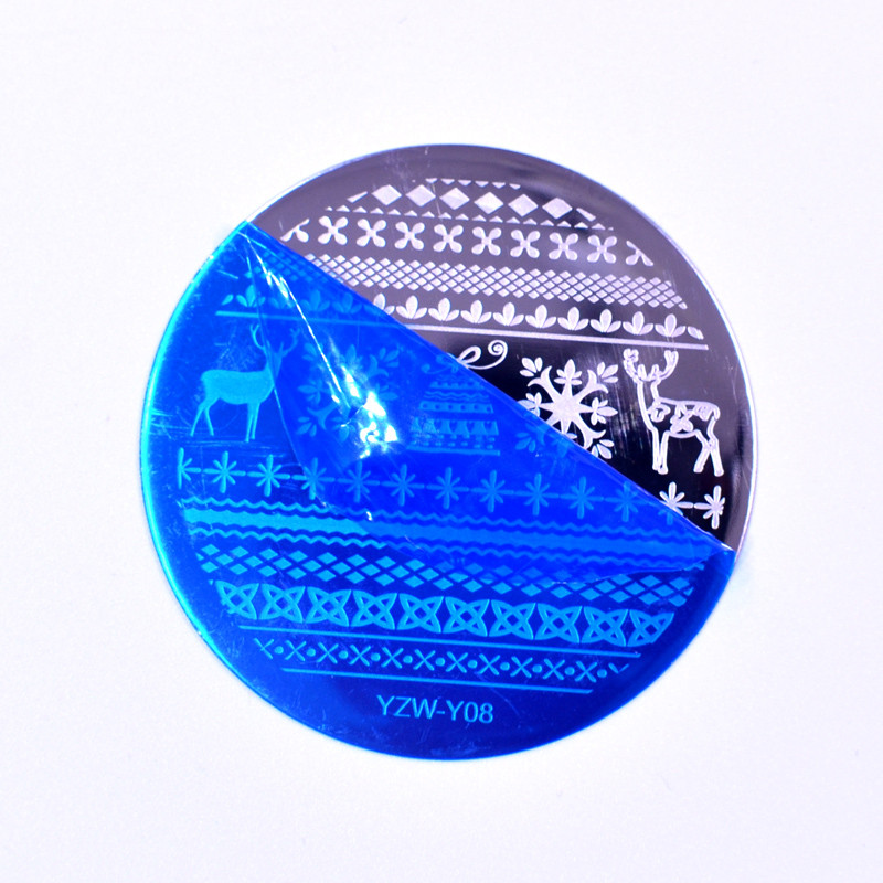 1 PC körömbélyegző sablon virág állat geometria szerelem Valentin nap kerek körömbélyegző lemez