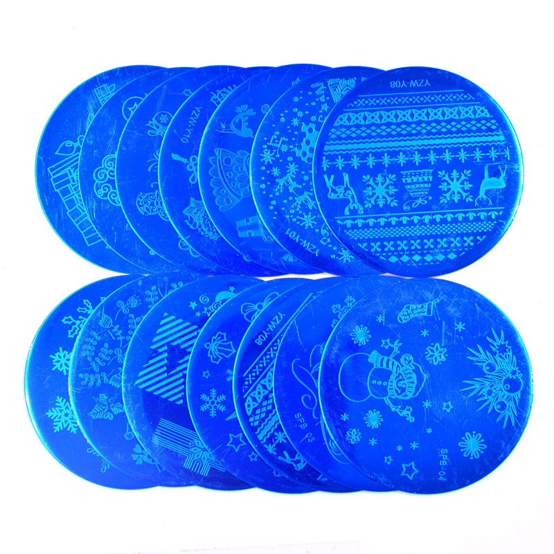 1 PC körömbélyegző sablon virág állat geometria szerelem Valentin nap kerek körömbélyegző lemez