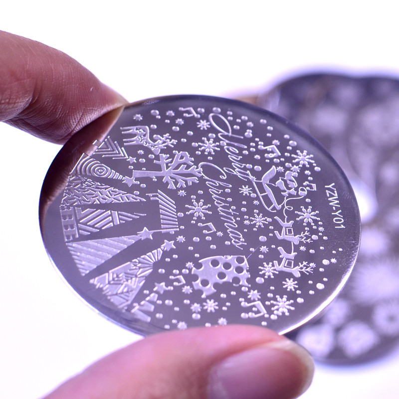 1 PC körömbélyegző sablon virág állat geometria szerelem Valentin nap kerek körömbélyegző lemez