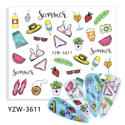 Körömmatricák körmökhöz matrica nyári csúszkák körmökhöz vízjel Beach kókusz lufi karácsonyi állat barkács körömdizájn