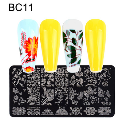 Köröm bélyegző lemezek Juhar levelek virág csipke képek Rozsdamentes acél őszi egyszerű művész bélyegsablon sablonok körmökhöz