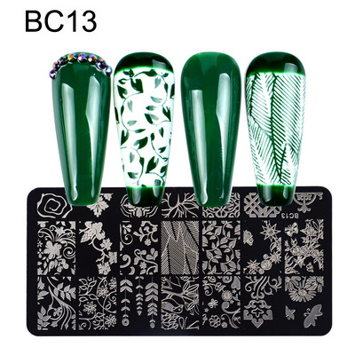 Köröm bélyegző lemezek Juhar levelek virág csipke képek Rozsdamentes acél őszi egyszerű művész bélyegsablon sablonok körmökhöz