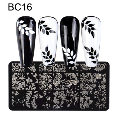 Köröm bélyegző lemezek Juhar levelek virág csipke képek Rozsdamentes acél őszi egyszerű művész bélyegsablon sablonok körmökhöz