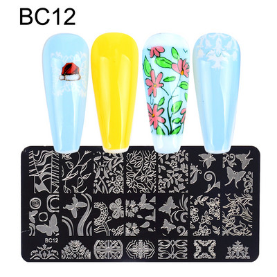 Köröm bélyegző lemezek Juhar levelek virág csipke képek Rozsdamentes acél őszi egyszerű művész bélyegsablon sablonok körmökhöz