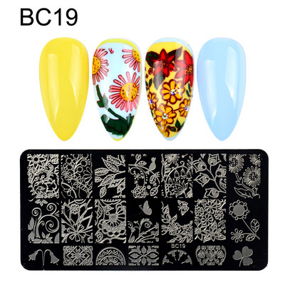 Köröm bélyegző lemezek Juhar levelek virág csipke képek Rozsdamentes acél őszi egyszerű művész bélyegsablon sablonok körmökhöz