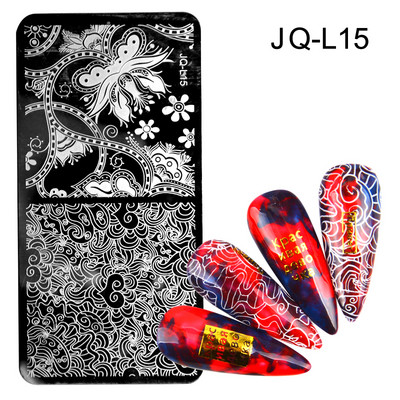 Köröm bélyegző lemezek Juhar levelek virág csipke képek Rozsdamentes acél őszi egyszerű művész bélyegsablon sablonok körmökhöz