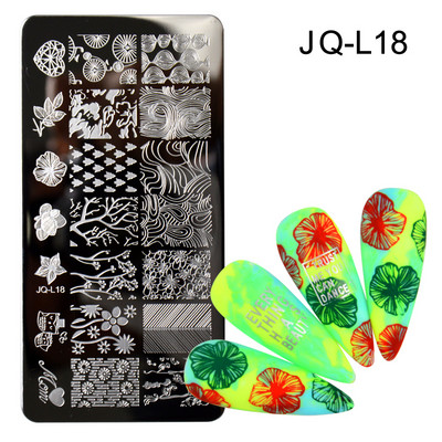 Köröm bélyegző lemezek Juhar levelek virág csipke képek Rozsdamentes acél őszi egyszerű művész bélyegsablon sablonok körmökhöz