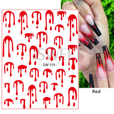 Halloween 3D Szív Web Körömmatrica Aranyos ünnepi Rajzfilm Design Pók Tök Szellem Csúsztatók körmökhöz Manikűr Dekor SANO53