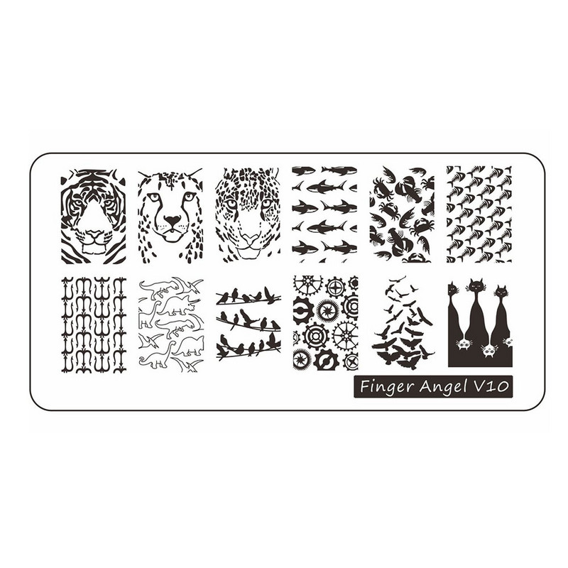 2022 Szimbólum Trendi Tigriscsíkos sablon Bélyegző Rajzfilm Punk Vad Tigris Kép Stencil Nyomtatás Transzfer francia körömbélyegző 6x12c