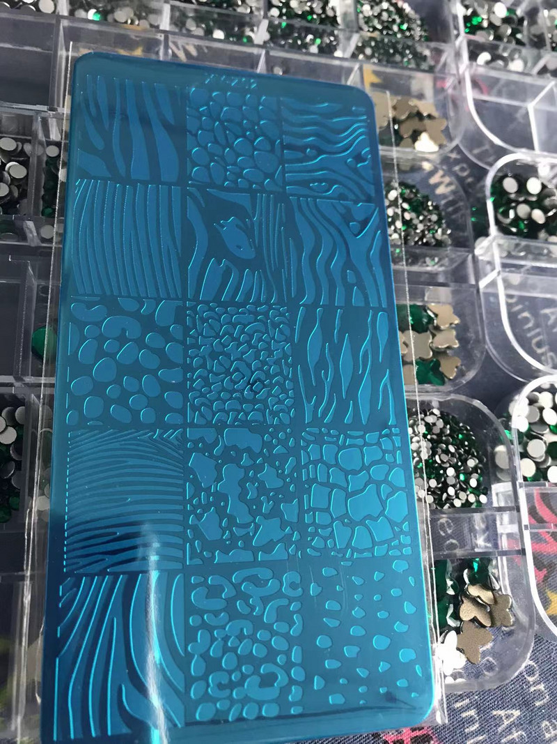 2022 újévi tigris bőrbélyegző barkács sablon manikűr Cheetah Snake Spot Stencil Stripe Coffee Art Print Köröm bélyegző eszköz XYZ32