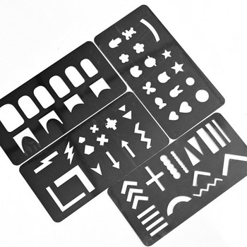 1 ΤΕΜ New Hollow Nail Art stamping Plate 4 Pattern For Choose Simple Design Templates Stencil printing Geometric Manicure 12*6cm