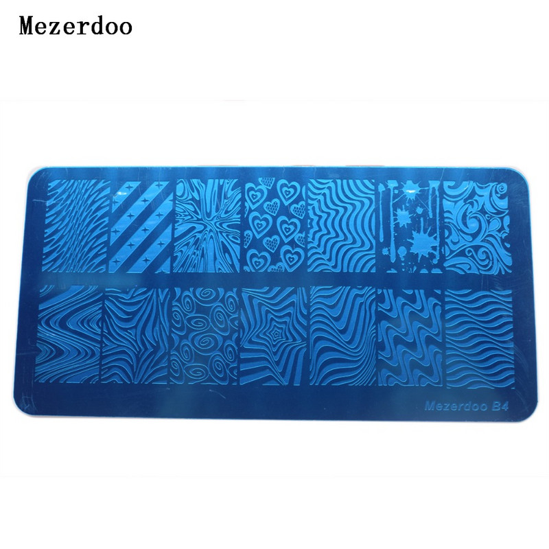 Zebra mintás körömdíszítő sablonok Klasszikus hullám Leopard Stripe Bloody Designs Stamp Polish Rozsdamentes DLY körömbélyegző lemezek B4