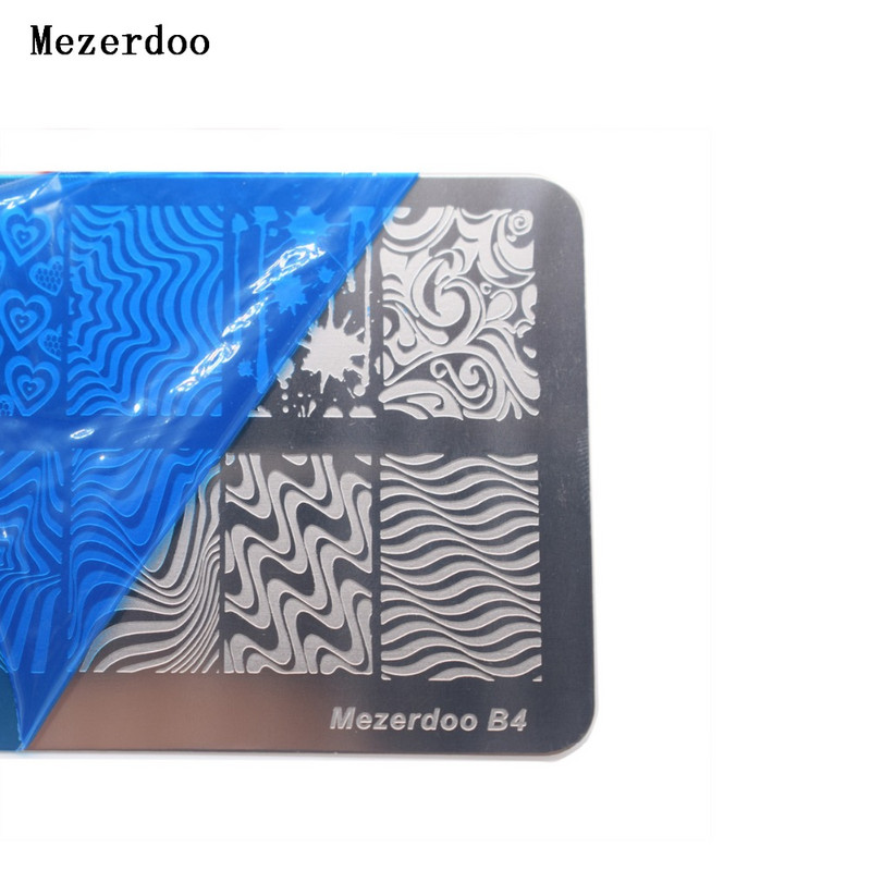 Zebra mintás körömdíszítő sablonok Klasszikus hullám Leopard Stripe Bloody Designs Stamp Polish Rozsdamentes DLY körömbélyegző lemezek B4