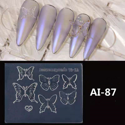 3D faragás szilikon körömforma bélyegző sablon bélyegző pillangó dizájn barkács UV akril gél stb